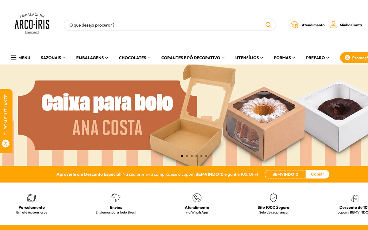 Site da Embalagens Arco Íris Maringá