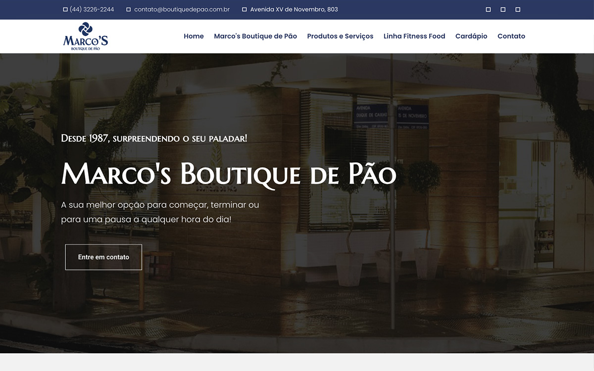 Site do Marco's Boutique de Pão